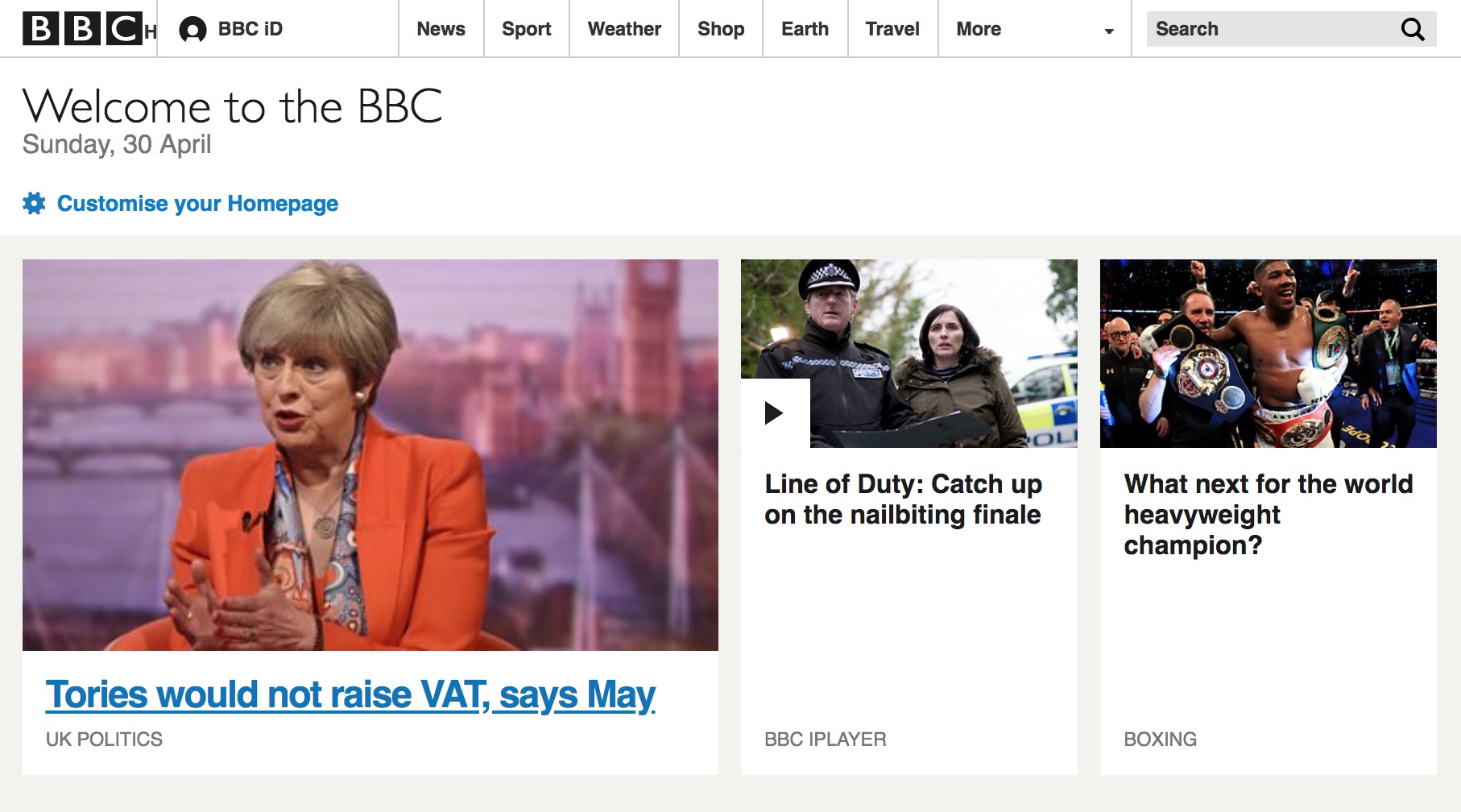 BBC.co.uk homepage (2017)